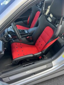 Alcantara with custom stitched S/T stripes